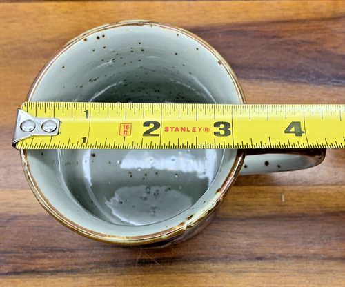 Set of 4 Vintage Otagiri Style Speckled Stoneware Blue Flower Coffee Mugs Cups - Picture 10 of 12