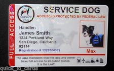 HOLOGRAPHIC SERVICE DOG ID CARD FOR SERVICE ANIMAL ADA RATED 8 R H