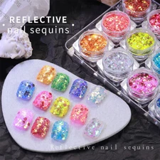 Mixed Colorful Holographic Nail Art Sequins Laser Shiny Glitter Powder DIY Decor