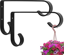 Metal Plant Hangers Outdoor - Wall Mounted Hanging Plant Bracket, 6 Inches, Set