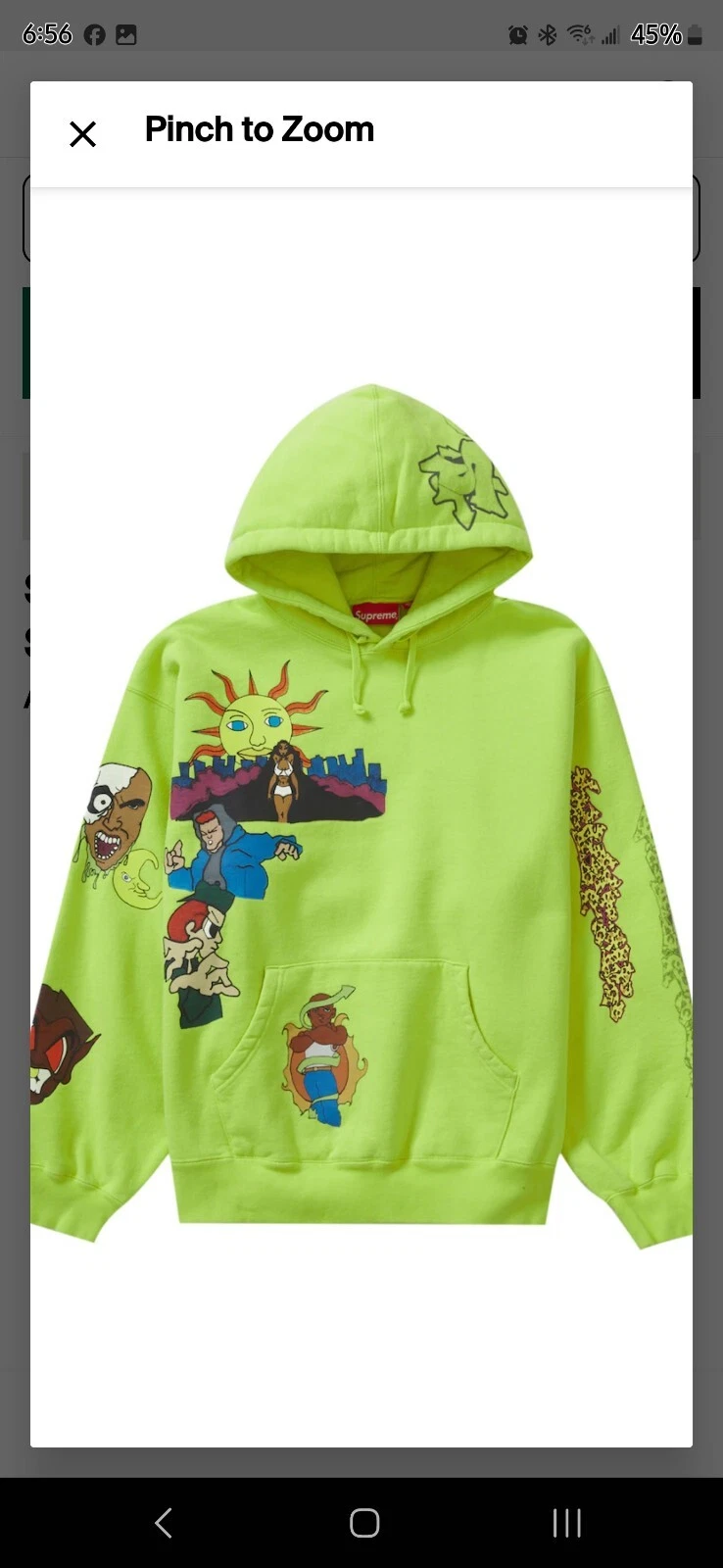 Sweat à capuche Supreme Andre Thompson Sunrise vert acide, moyen SS23