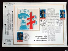 GENERAL DE GAULLE   FRANCE FEUILLET PHILATÉLIQUE CEF special Ardennes N° 63 soie