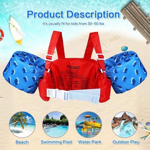 Toddler Arm Floaties with Water Wings, Swim Vest for 30-50lbs Kids, Life Jacket - Picture 37 of 46