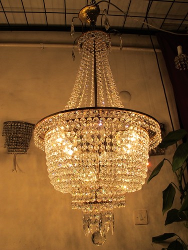 Antique Crystal Chandelier, French Real Swarovski Elegant Lamp, Light 1960*s - Picture 13 of 14