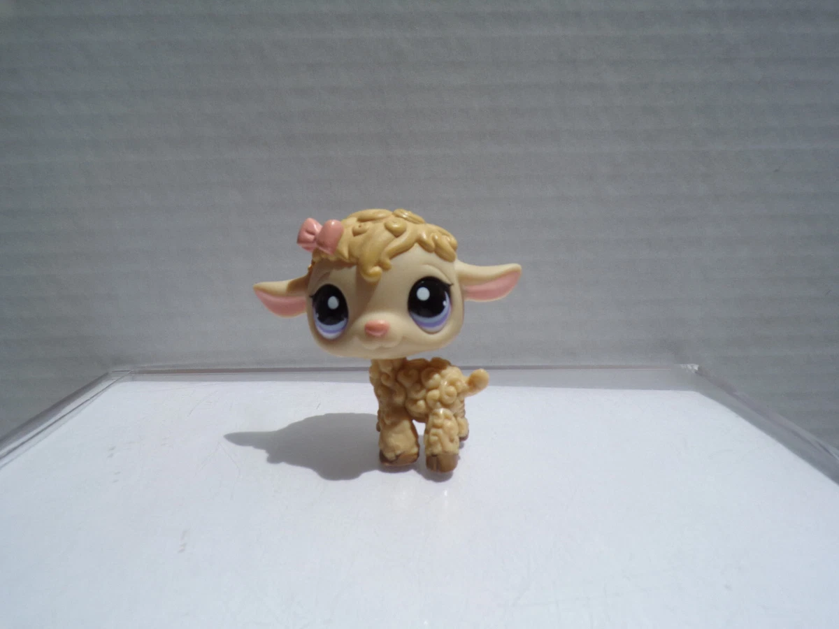 Littlest Pet Shop 1003 Lamb Sheep Butterscotch Brown Pink Bow Purple Dot Eyes