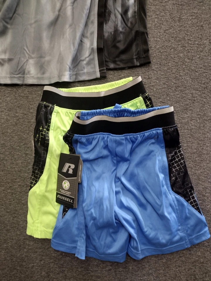 Pantalones Cortos Sólidos Russell Chicos Atléticos Activos 2 Conjuntos Dri-Power Estampados XS Foto 4 de 4
