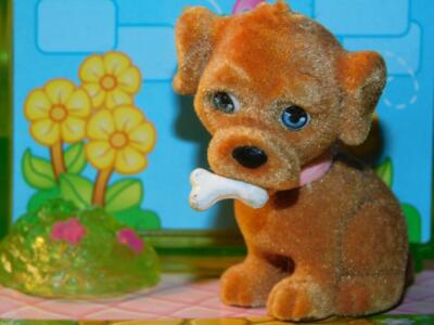 Vintage Puppy in my Pocket Georgie Labrador Figurine Dollhouse Miniature Flocked