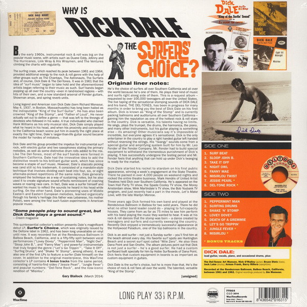 Vinyl Dick Dale & His Del-Tones Surfers' Choice LP Album LTD