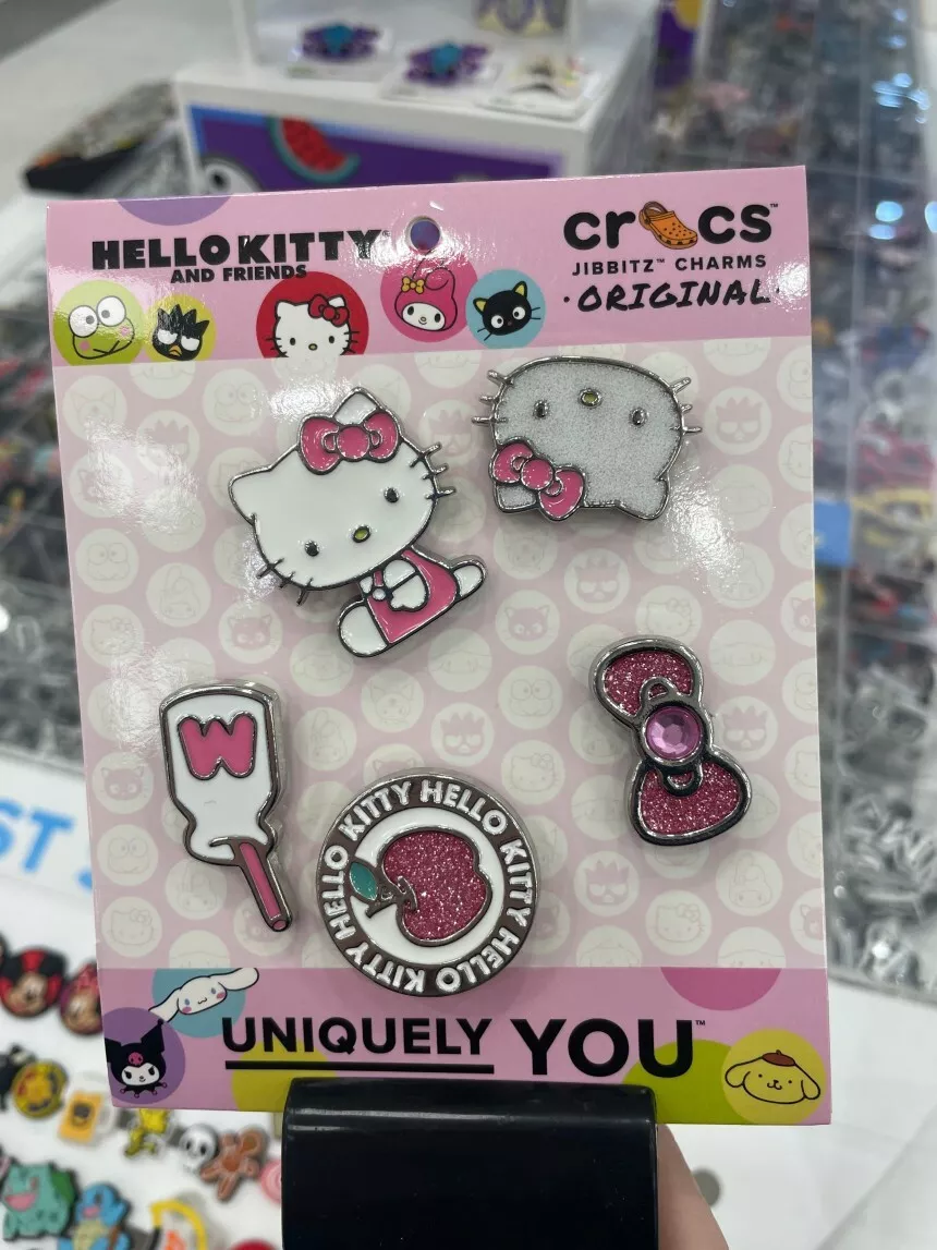 Genuine CROCS Hello Kitty Metal Jibbitz Charms 5pcs Pack #10010555 Authentic