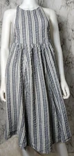 Grade & Gather Women's S Small Stripe Crinkle Sleeveless High Neck Dress Pockets