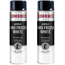 2x Simoniz Acrylic Ford Frozen White Aerosol Spray Paint Durable Smooth 500 mL