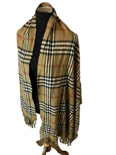 Cashmere 100% Pashmina Shawl Scarf Wrap London Plaid 28x72 Made Florence Italy