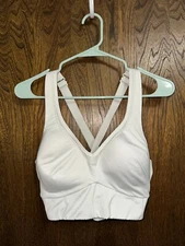 Athleta White Sports Bra, Size M, High Support, Adjustable Straps