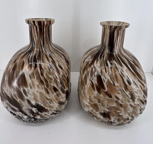 Pair of Vintage Murano Art Glass  Azzurra Maestri Vetrai Vases