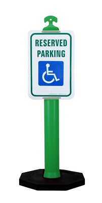 RK 42'' Polyethylene Delineator Post Green, with Reflective Sign Reserved Parkin
