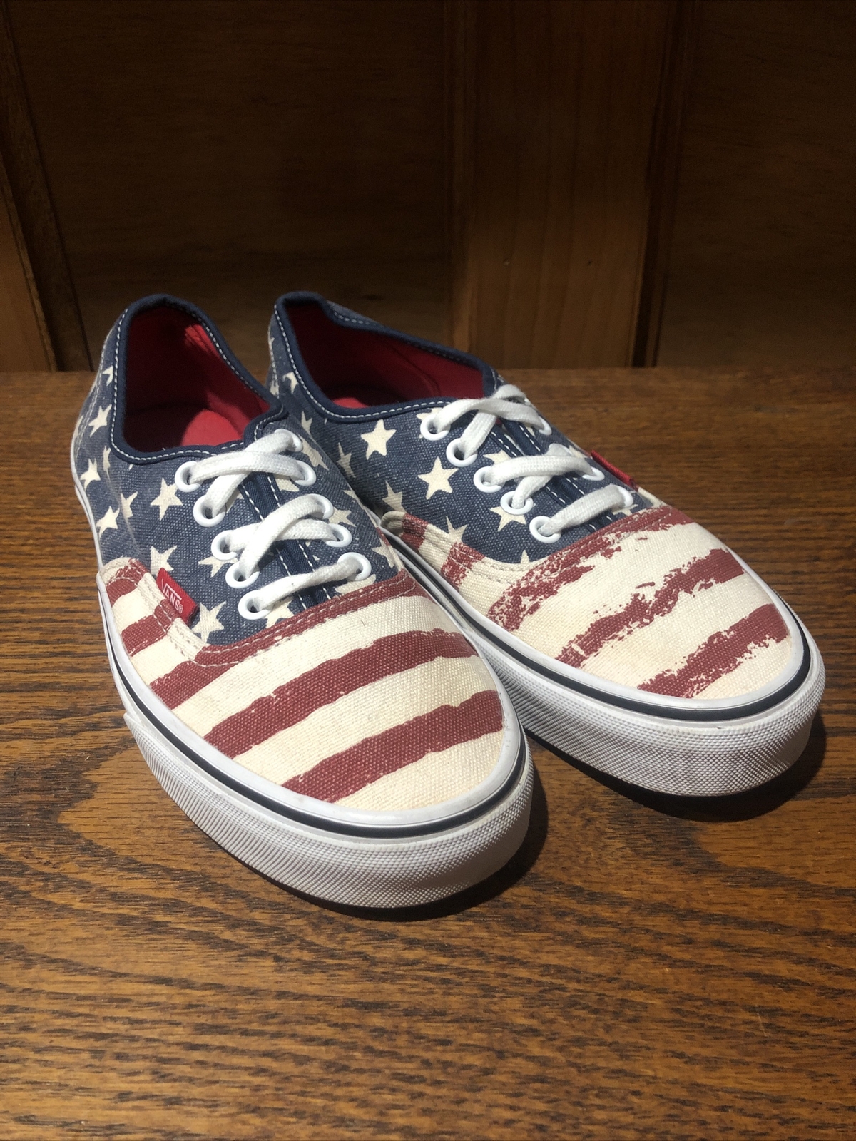 american flag vans slip on
