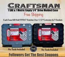 2 NEW Craftsman 1/4 Dr Ratchet and Socket REPLACEMENT Case METRIC SAE EMPTY