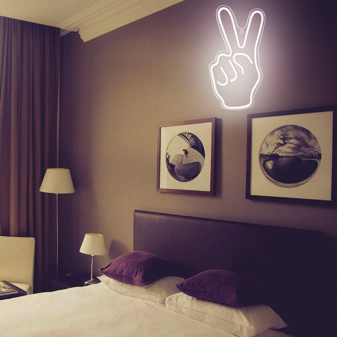 Peace Hand Neon Sign, Victory Neon Sign, V Hand LED Neon Light , Wall Decor