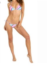 NWT Wildfox Bikini Top/ Bottom Set Size S Triangle Top 80s Inspired Reversible