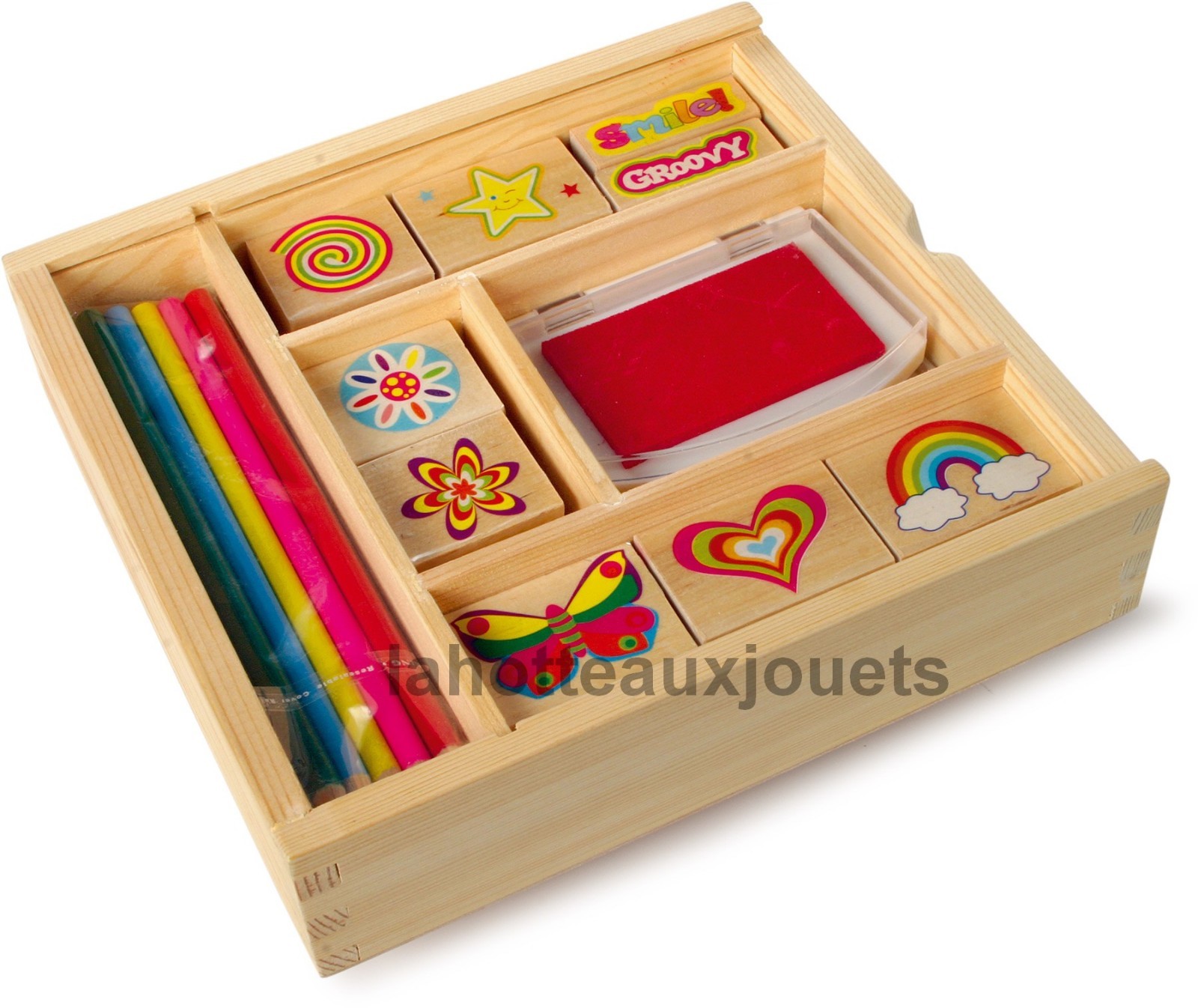 Boite de tampons bois scrapbooking pour personnaliser vos albums photos de famille