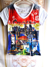 Sz.S/XS COOL T-Shirt. BLING AROUND GERMANY letters and middle all over print.