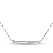 10kt White Gold Womens Round Diamond Horizontal Bar Pendant Necklace 1/10 C