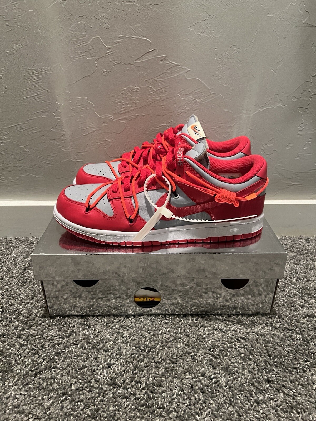 OFF WHITE X NIKE Taglia 11.5 Nike Dunk Low x OFF WHITE University Red 2019