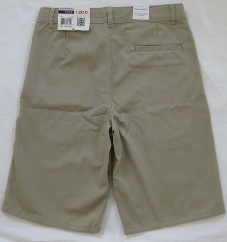 NEW Boy's IZOD Flat Front Adjustable Waist Khaki Shorts Brushed Cotton Chino 14 - Picture 3 of 11