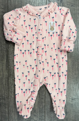 Baby Girl Clothes Mac & Moon 3 Month Pink Carrot Bunny Footed Outfit