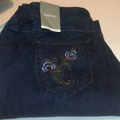 Essentials Average 14/16W Women Jeans w/ Floral Print pocket