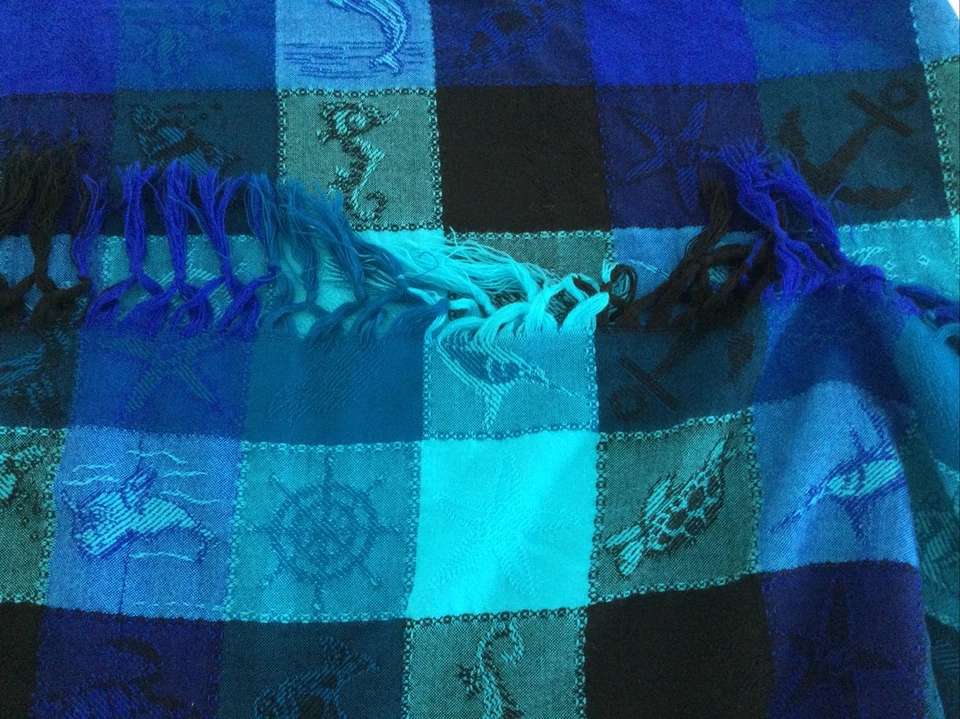 Manta Ocean Marine Patchwork Azul Aqua Turtle Delfines Estrellas de Mar Anclas Foto 4 de 4