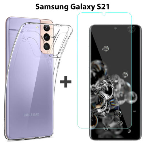Funda protectora trasera transparente y protector de pantalla frontal suave para Samsung Galaxy S21 - Imagen 1 de 9