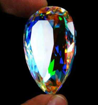 Certified 100 Ct+ Natural Pear Cut Rainbow Color Mystic Topaz Gemstone