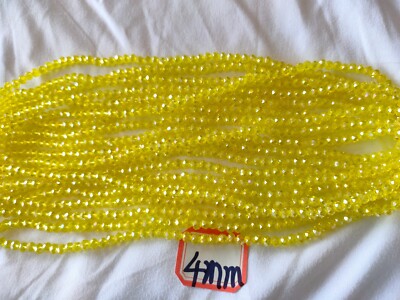 Restposten 10 Schnüre Zitronengelb AB 4mm Rund Kristall Perlen Neu Großhandel