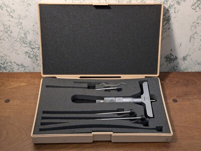 MITUTOYO 0-4 Inch DEPTH MICROMETER SET NO 129-127 - Please Read