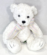 First  Main TUCKER White Bear Plush Stuffed Beans Animal Pastel Rainbow Ribbon