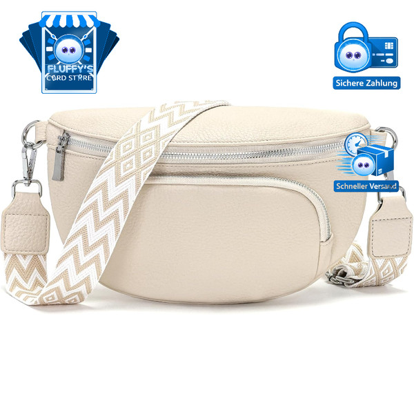 Bauchtasche Damen Schwarz Vegan Leder Klein UmhäNgetasche Crossbody Bag-image