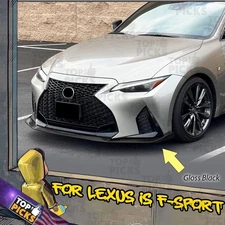 Fits 21-24 Lexus IS350 F-Sport Gloss Black Front Bumper Lip Chin Spoiler JDM