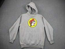 Buc-ee's Hoodie Mens Medium Gray Pullover Sweatshirt Beaver Logo Graphic Casual