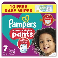Pampers Premium Protection Nappy Pants Size 7 123 Nappies 15kg Monthly Pack 0.39 per nappy