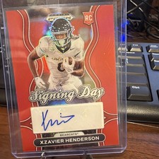2025 Panini Prizm Draft Picks Xzavier Henderson Signing Day Auto Red Prizm /399