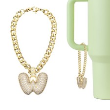 Letter Charm for Stanley Tumbler Cup, Bubble Cute Initial W Letter Charm, Gold