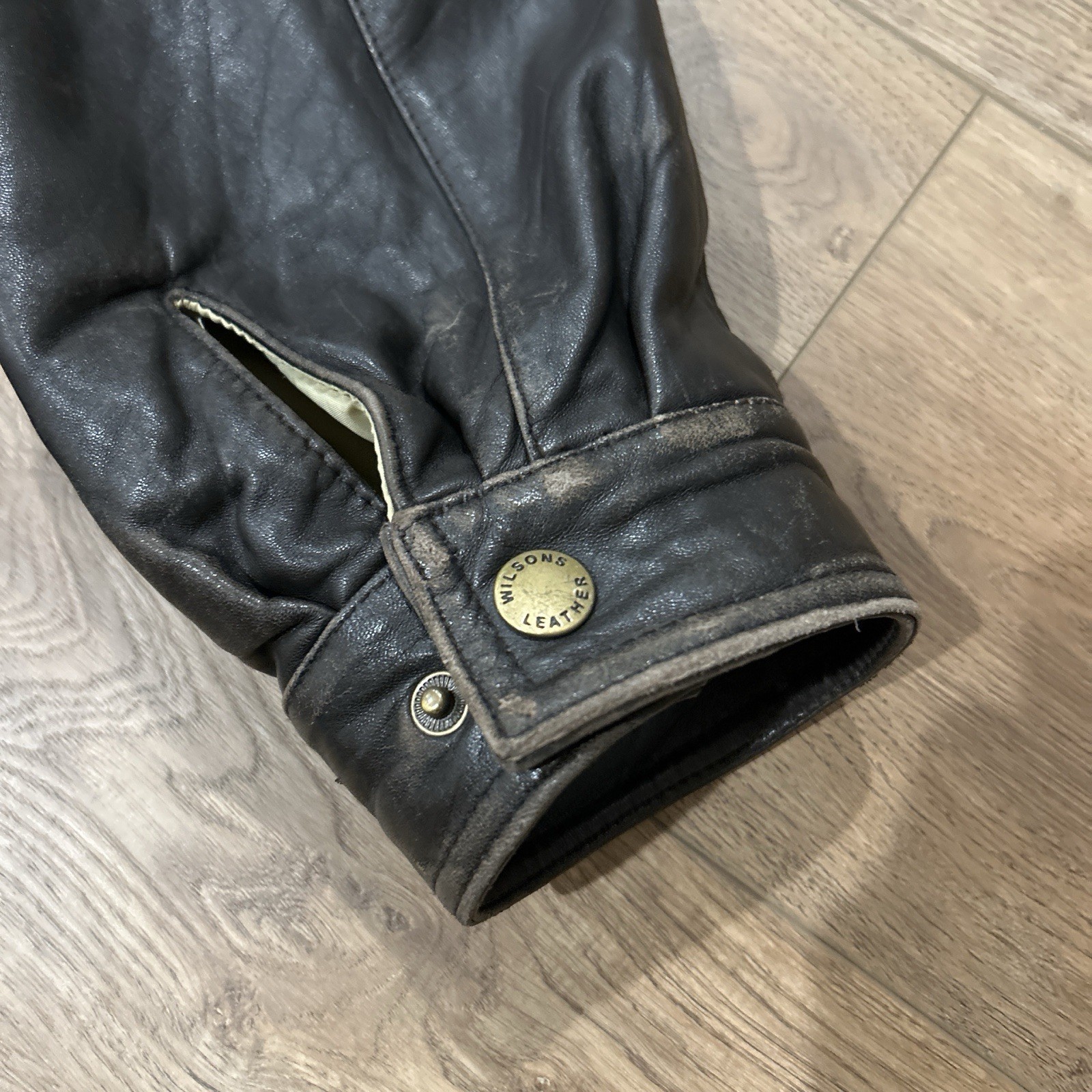 Wilsons Leather black zip button jacket men's XL … - image 4