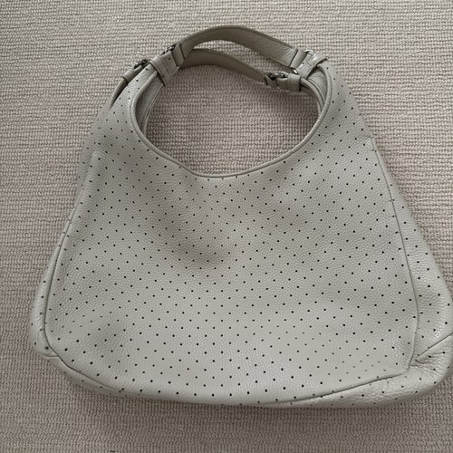 Authentic Bottega Veneta Perforated Hobo Shoulder Bag Bone Color
