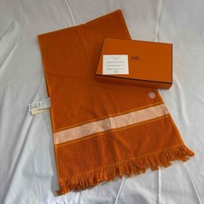 HERMES Bain Beach Collection Orange Cotton Face Towel Logo 145x14.5cm brand new