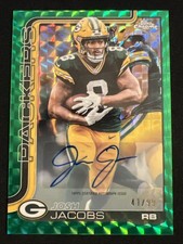 2025 Topps Chrome Josh Jacobs Green Geometric Refractor 41/99 Auto IV SP Packers