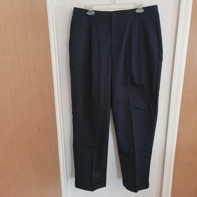 NWT Lands' End Pleated Dress Pants Womens 18R Cuffed Trousers  True Navy Color