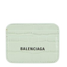 Balenciaga Logo Embossed Card Case Pass Case 593812 Light Green Used