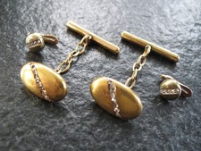 Manschettenkn&ouml;pfe Gold 585 + Frackkn&ouml;pfe Gold 585 Jugendstil mit Diamanten