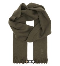 Image of HUGO BOSS MENS ALBAS 100% WOOL TASSLE FINISH SCARF KHAKI GREEN BNWT RRP £89